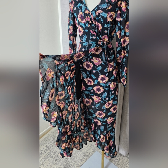 Band of Gypsies Black and Purple Floral Long Sleeve Dress - Picture 3 of 9